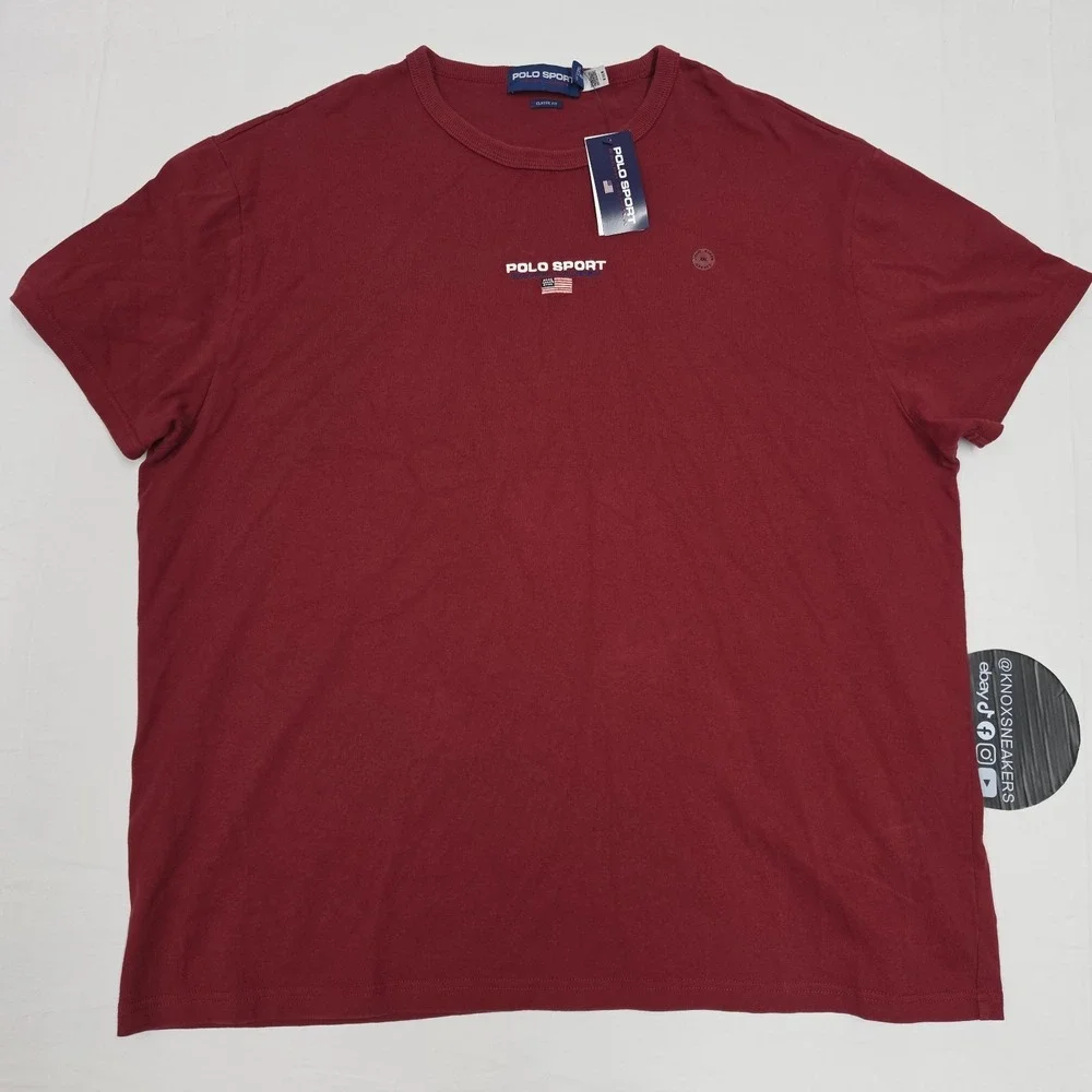 Polo Sport Ralph Lauren 1992 Logo Classic Fit USA Flag Tee Red Shirt Size XXL